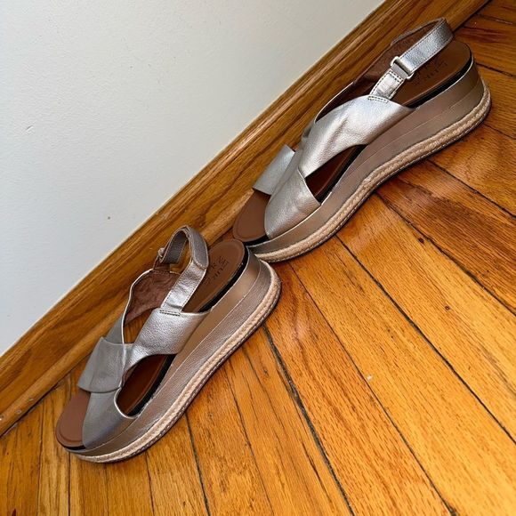 Naturalizer Baya Platform Silver Sandals Metallic Espadrille Wedge Size 12 M - Picture 8 of 10
